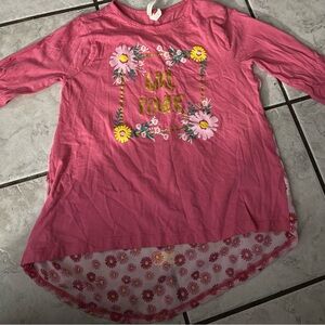 Large Girls Floral Pink Long Sleeve Tee “Girl Power”.